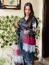 Stylish 3-Piece Women's Silk Embroidered Suit with Printed Dupatta – Black & Red