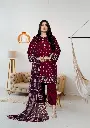 Stylish Women's Stitched Printed Silk 3-Piece Suit – Purple Color