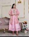 Stunning 3-Piece Women's Stitched Embroidered Pink Organza Maxi Suit – Boat Neck