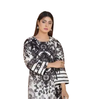Stylish Printed Lawn 2 Pcs Shirt and Trouser Set – Black Color